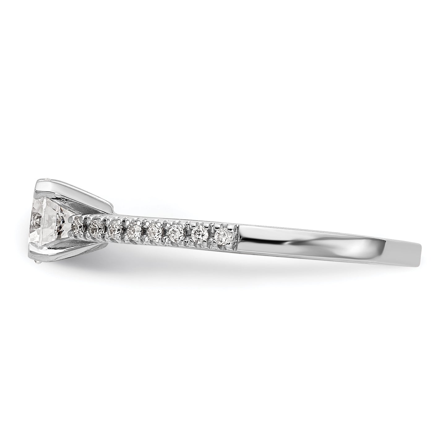 14K White Gold Diamond Peg Set CZ Engagement Ring