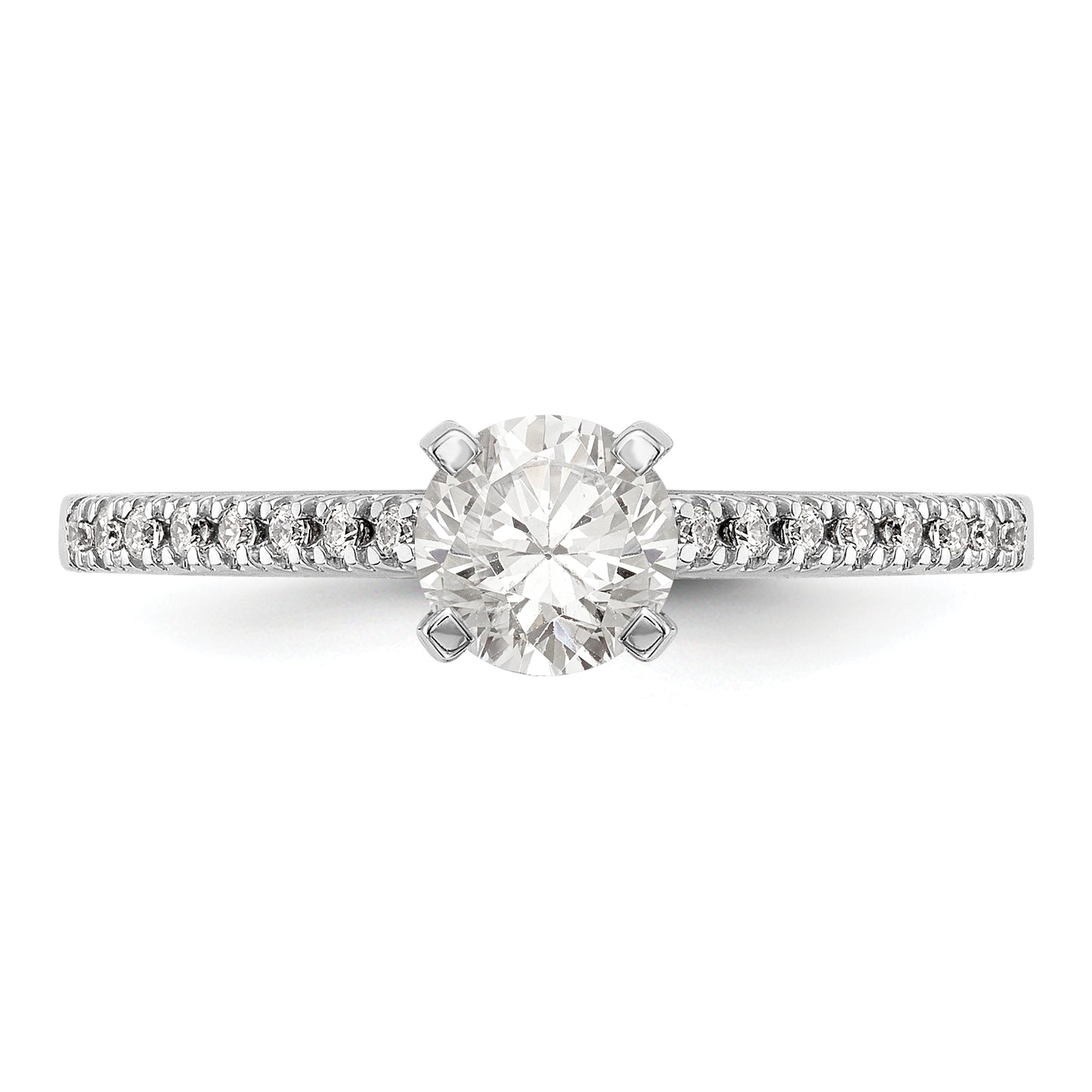 14K White Gold Diamond Peg Set CZ Engagement Ring