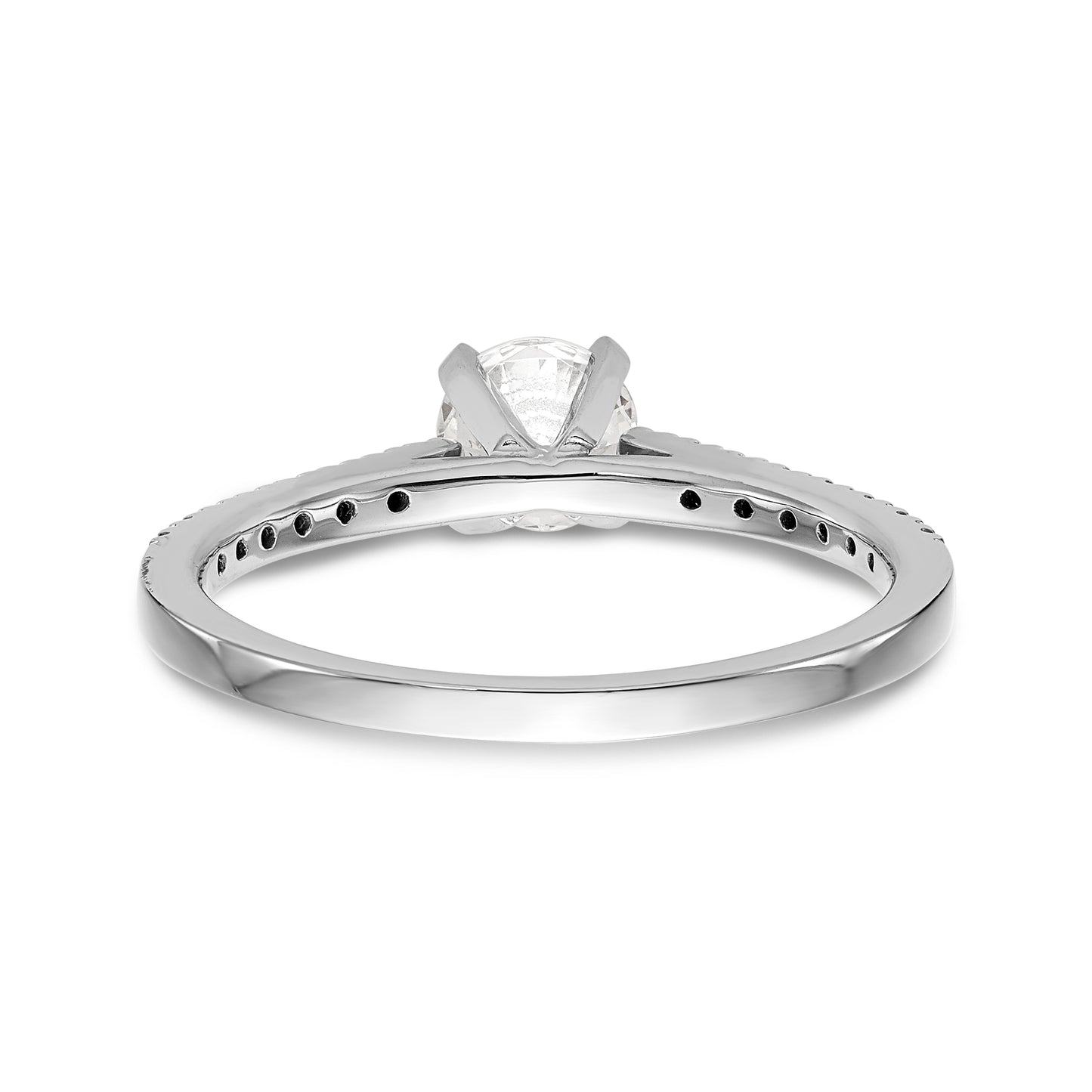 14K White Gold Diamond Peg Set CZ Engagement Ring