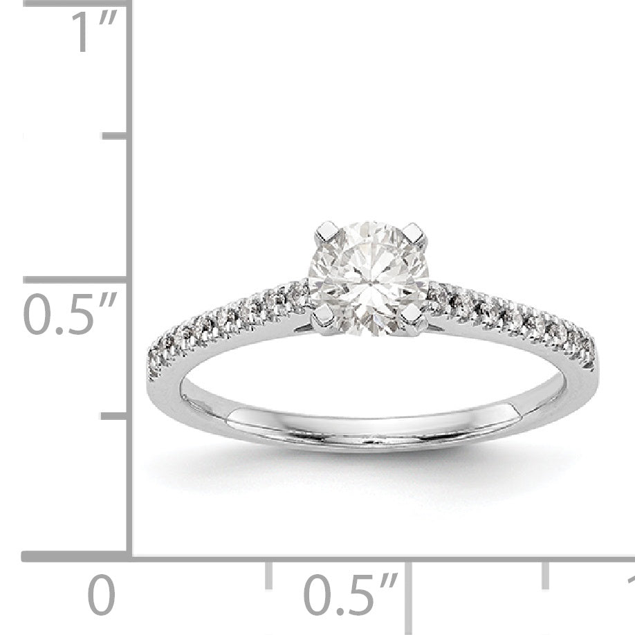 14K White Gold Diamond Peg Set CZ Engagement Ring