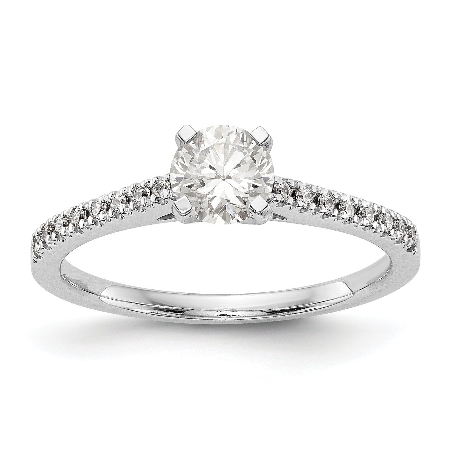 14K White Gold Diamond Peg Set CZ Engagement Ring