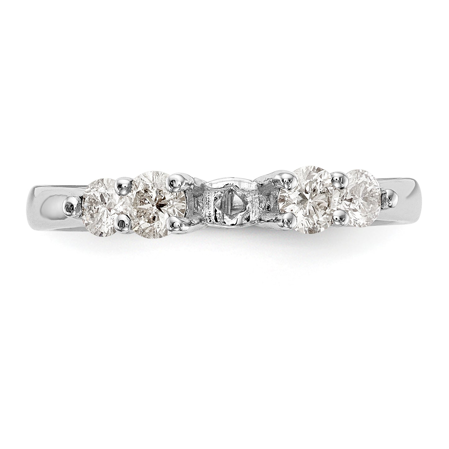 14K White Gold Diamond Peg Set CZ Engagement Ring