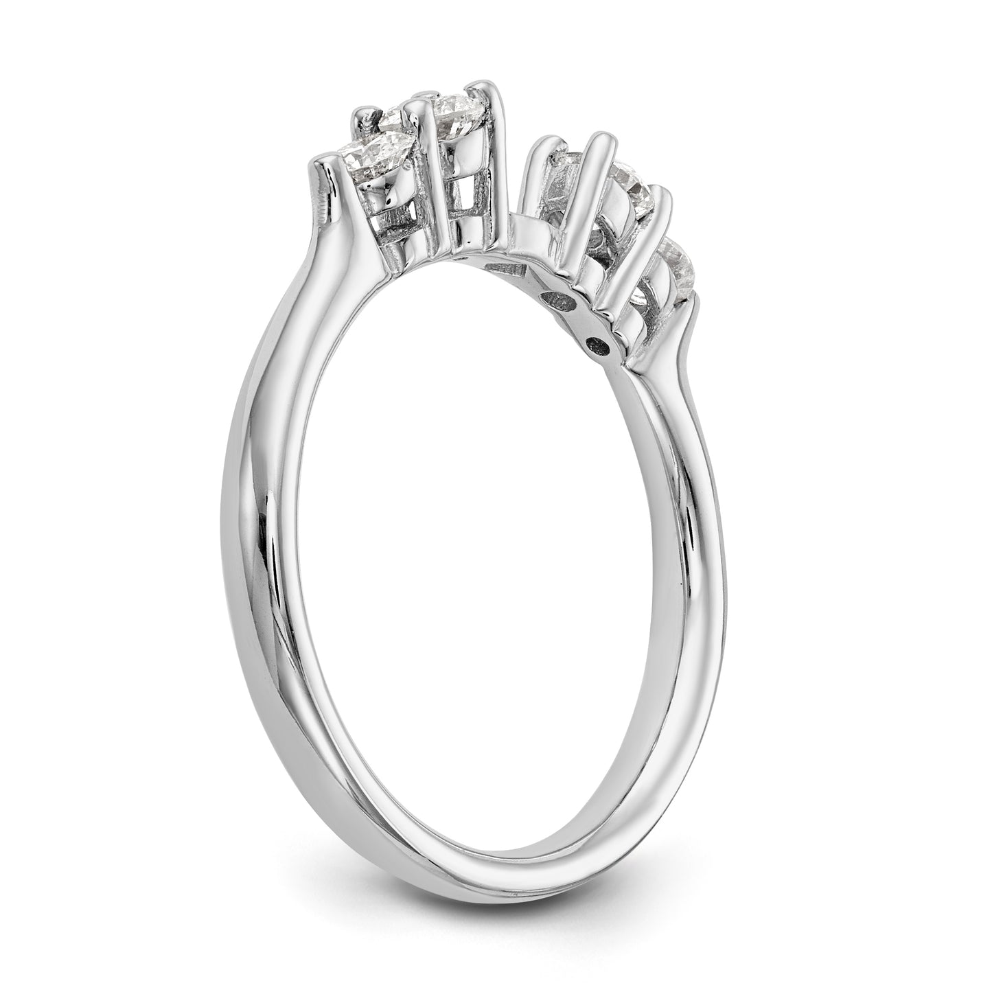 14K White Gold Diamond Peg Set CZ Engagement Ring