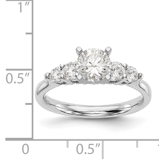 14K White Gold Diamond Peg Set CZ Engagement Ring