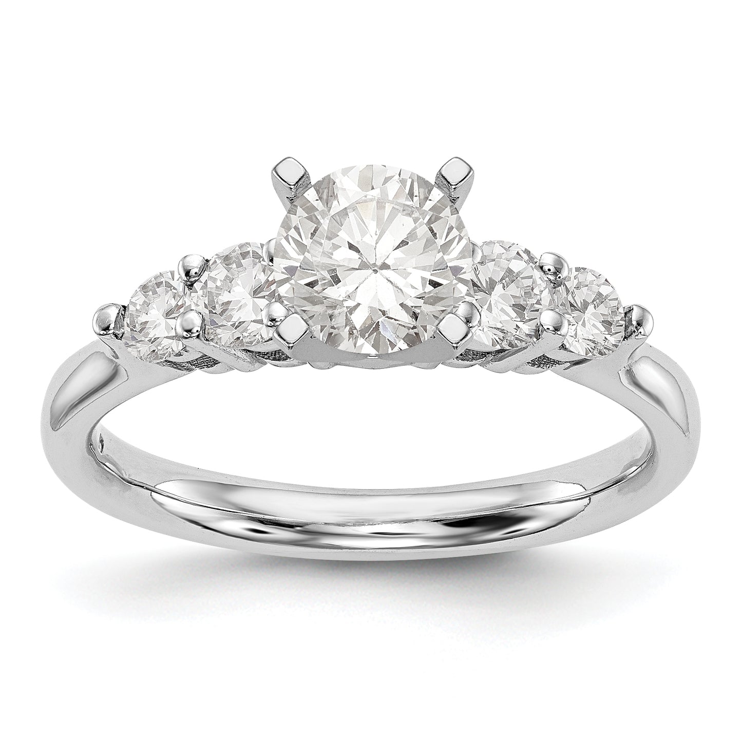 14K White Gold Diamond Peg Set CZ Engagement Ring