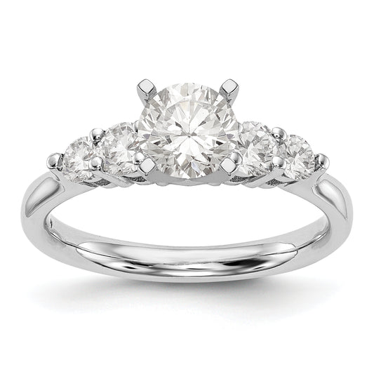 14K White Gold Diamond Peg Set CZ Engagement Ring