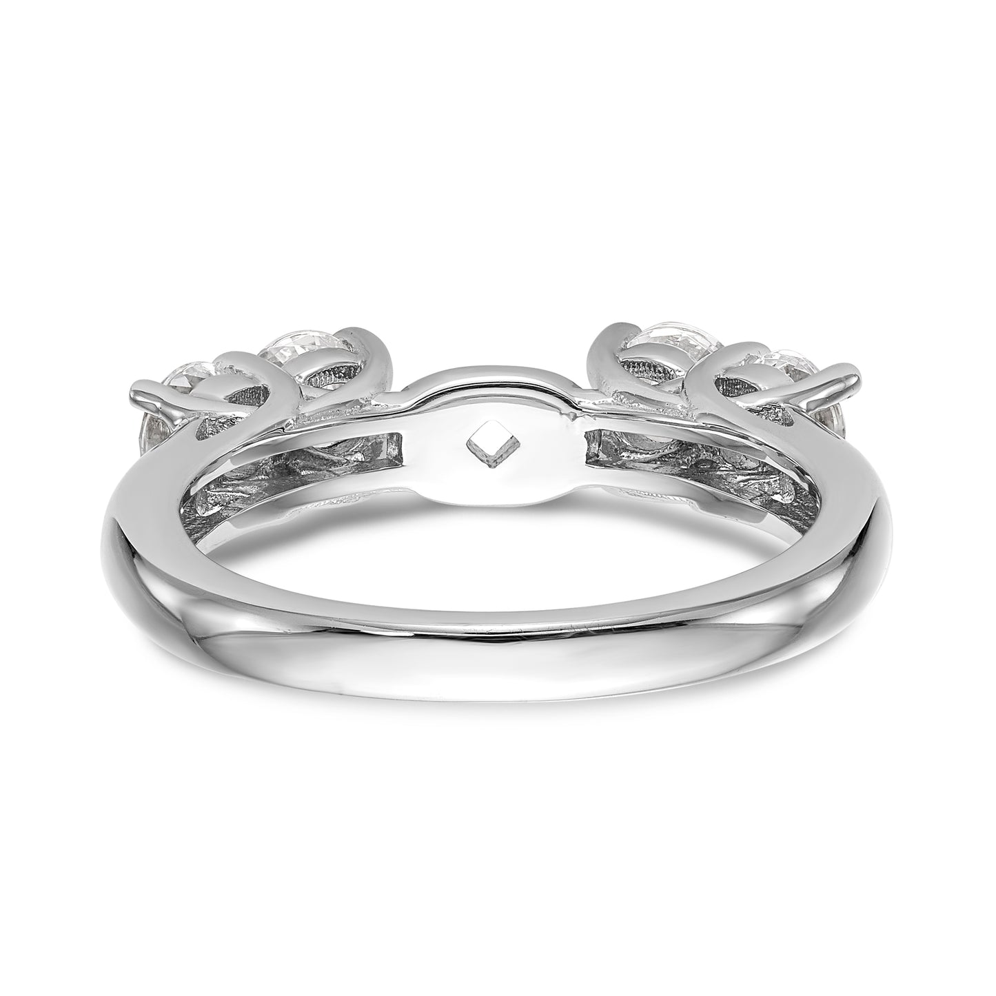 14K White Gold Diamond Peg Set Engagement Ring