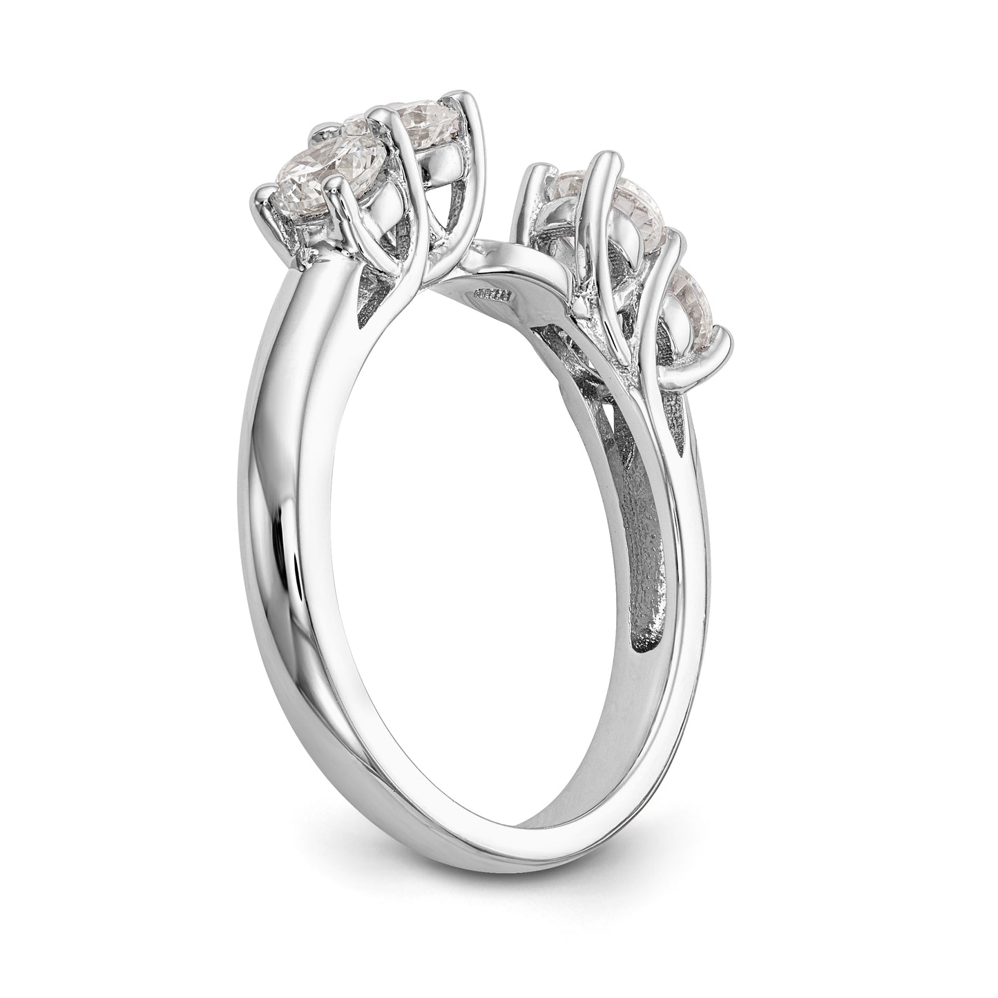 14K White Gold Diamond Peg Set Engagement Ring