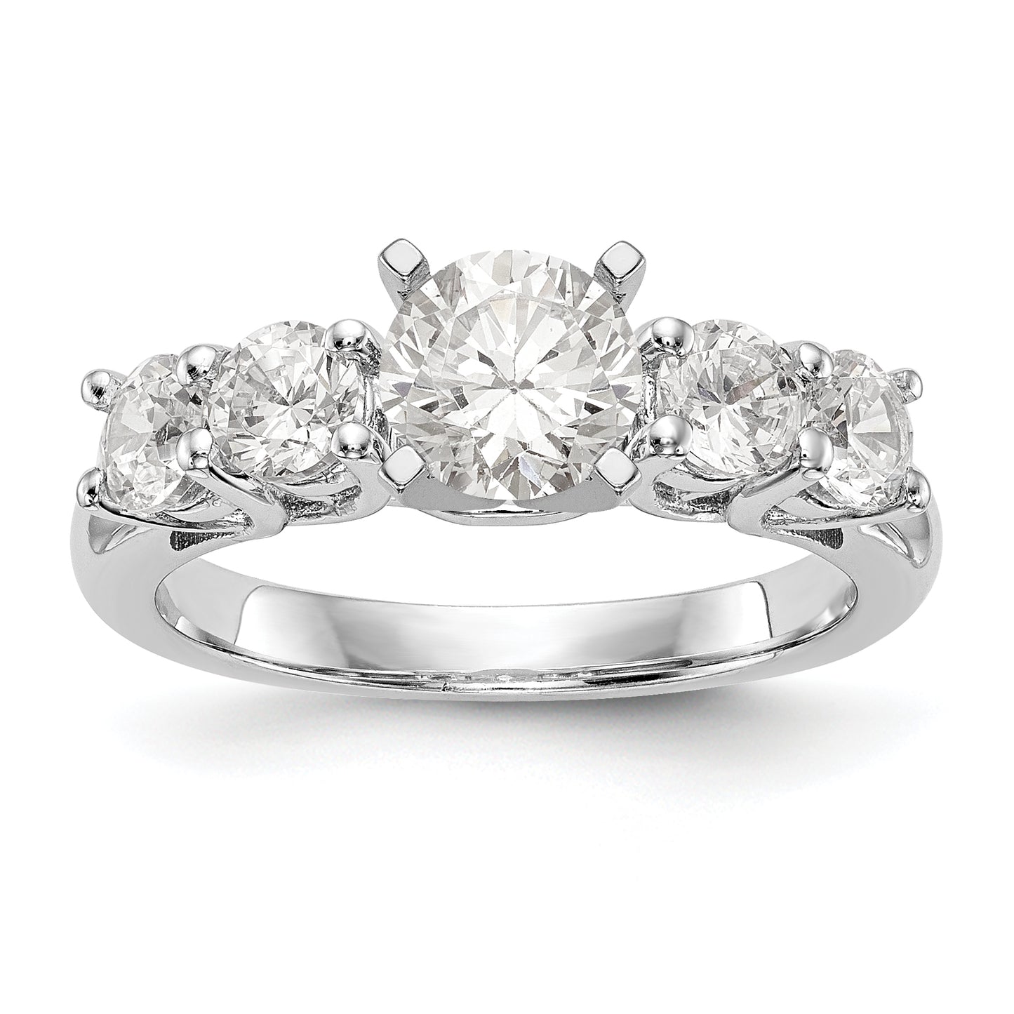 14K White Gold Diamond Peg Set Engagement Ring