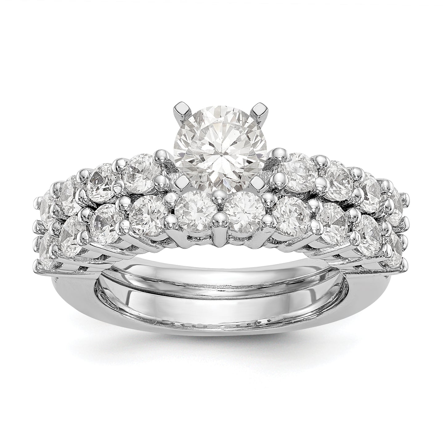 14K White Gold Diamond Peg Set Engagement Ring