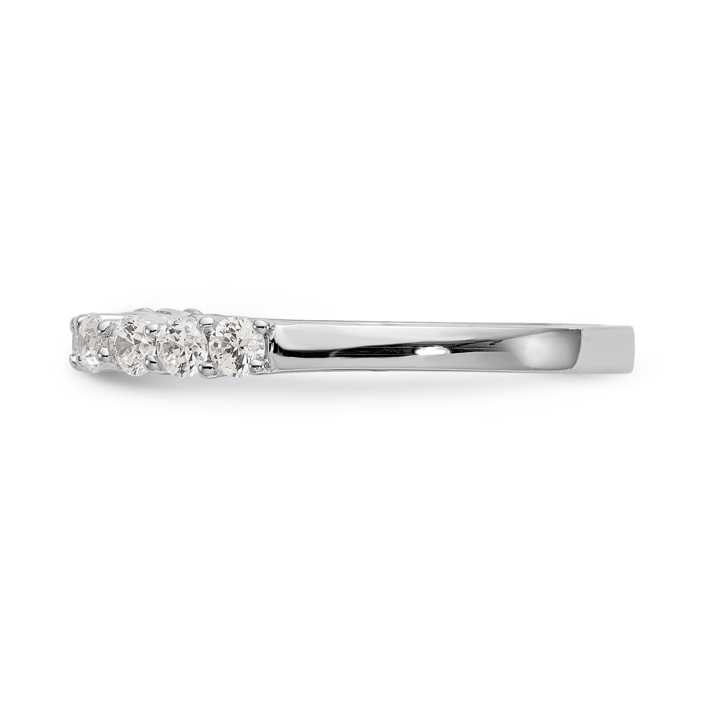 14K White Gold Diamond Peg Set CZ Engagement Ring