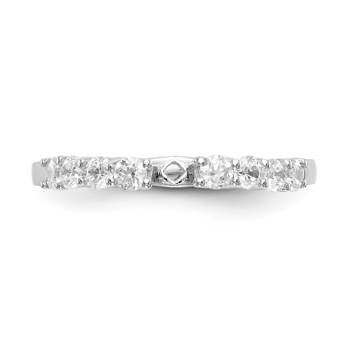 14K White Gold Diamond Peg Set CZ Engagement Ring