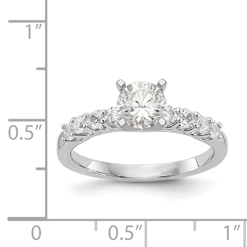 14K White Gold Diamond Peg Set CZ Engagement Ring