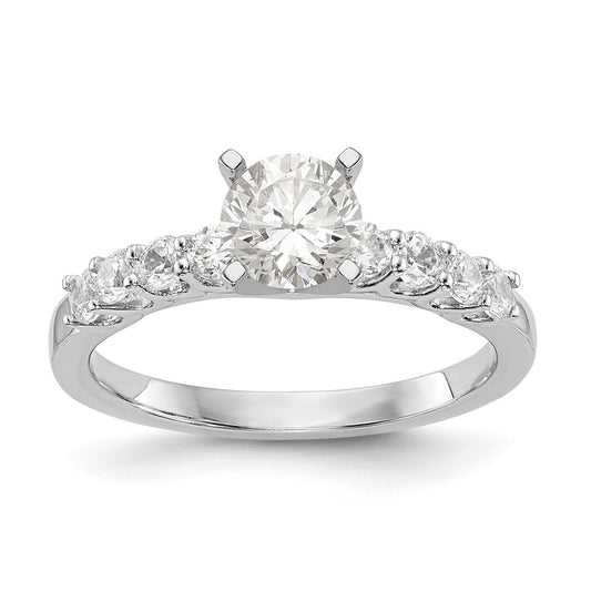 14K White Gold Diamond Peg Set CZ Engagement Ring