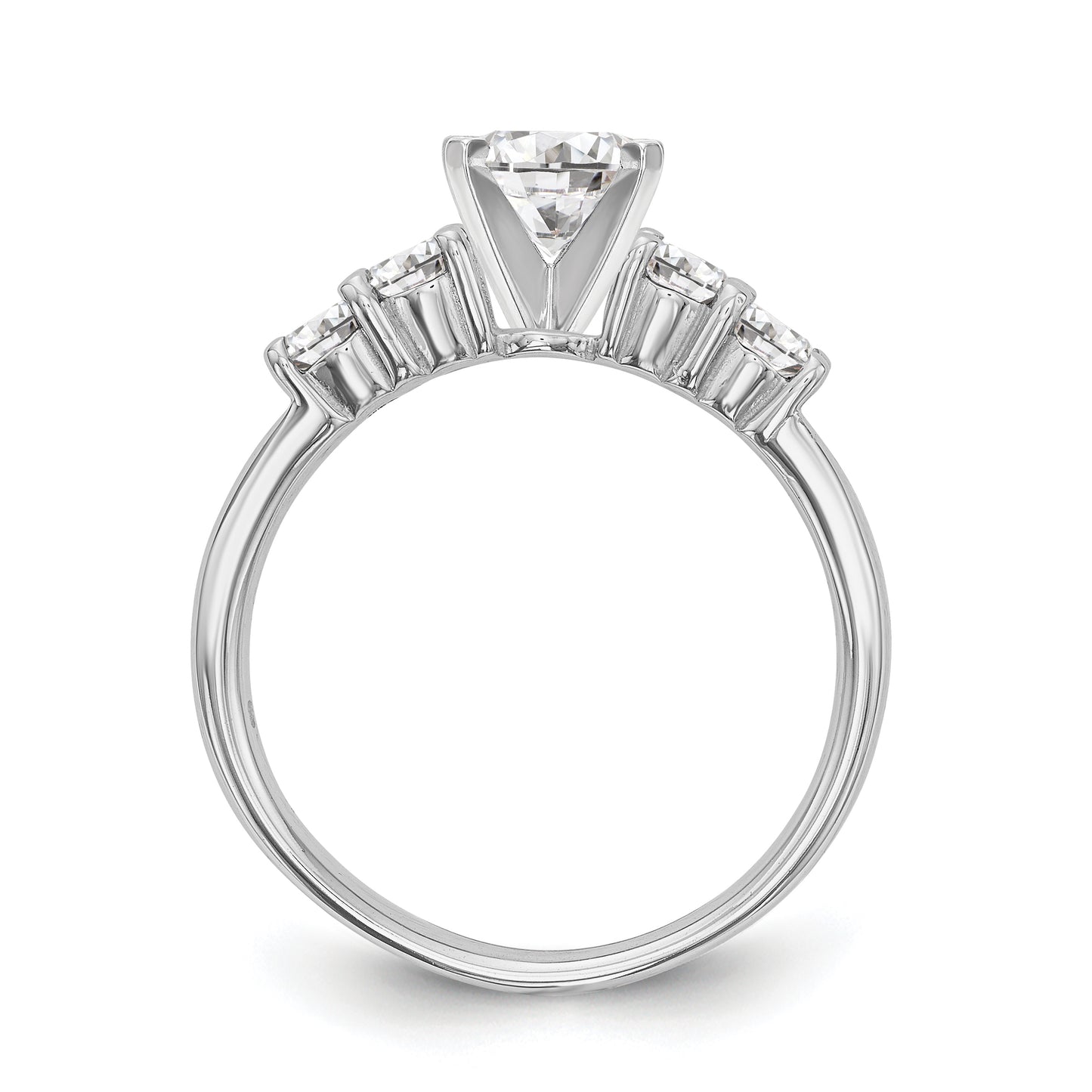 14K White Gold Diamond Peg Set CZ Engagement Ring