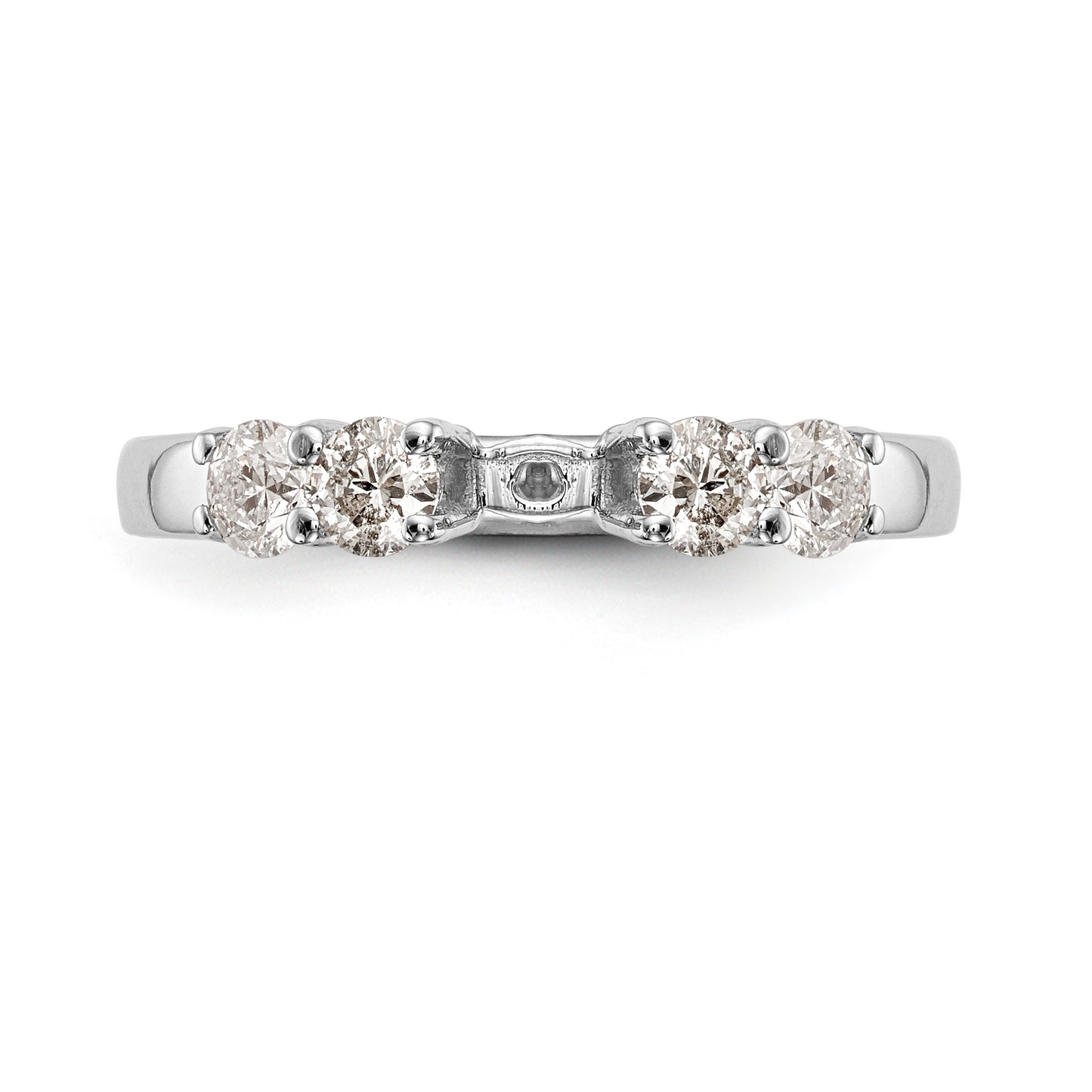 14K White Gold Diamond Peg Set CZ Engagement Ring