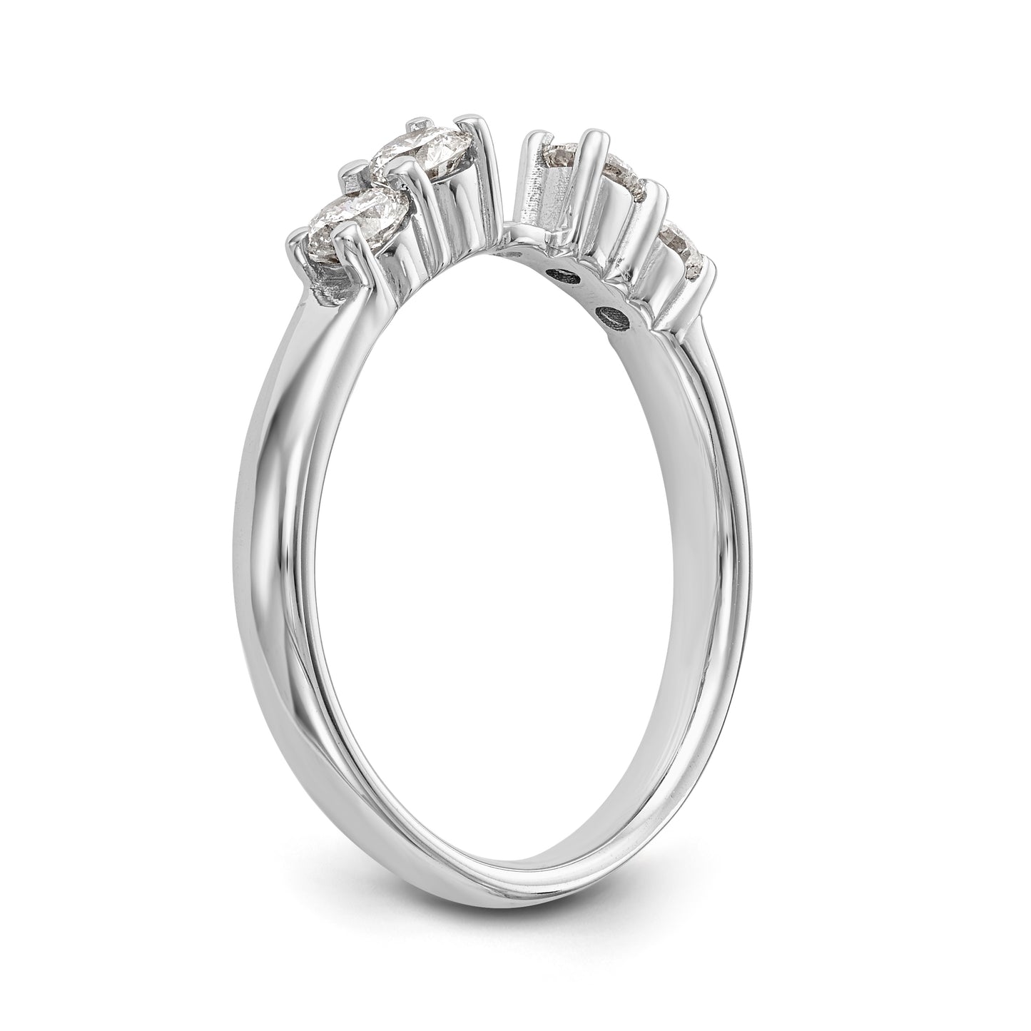 14K White Gold Diamond Peg Set CZ Engagement Ring