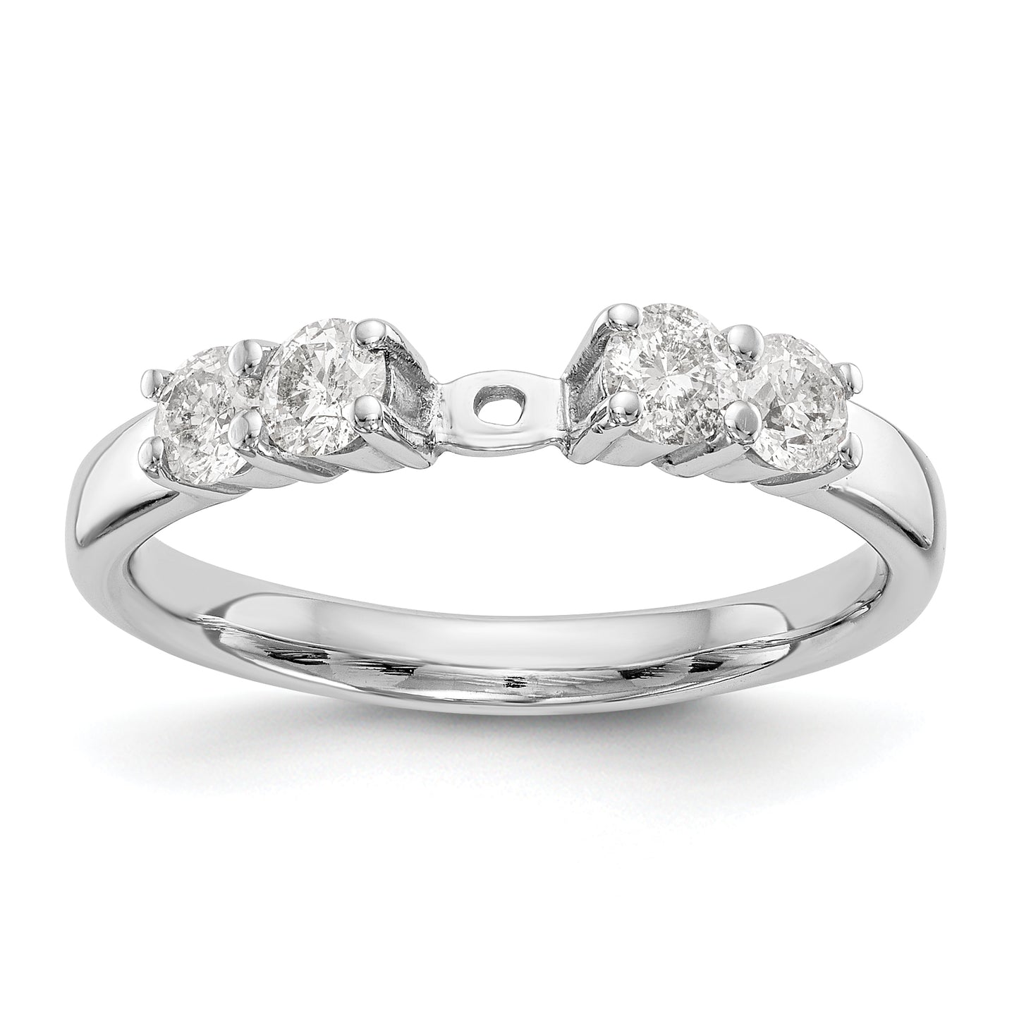 14K White Gold Diamond Peg Set CZ Engagement Ring