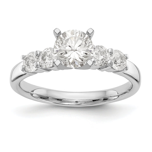 14K White Gold Diamond Peg Set CZ Engagement Ring