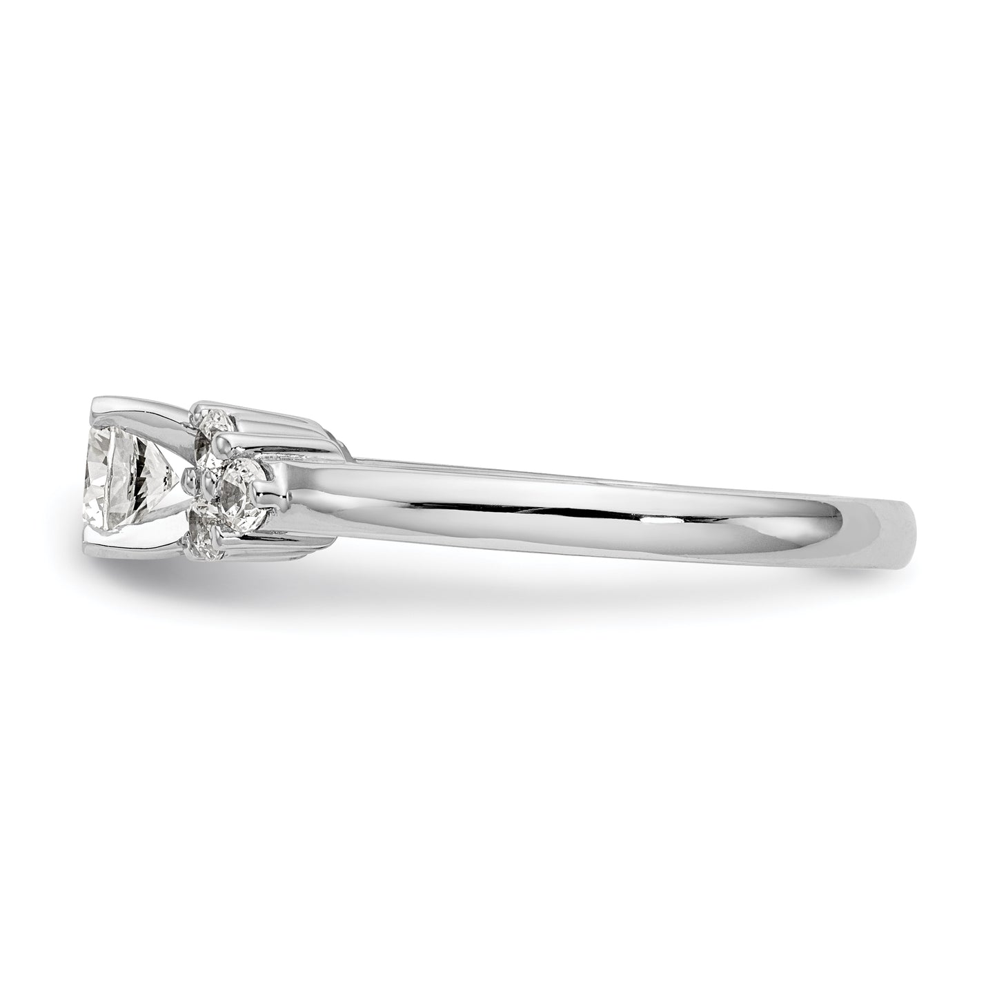 14K White Gold Diamond Peg Set CZ Engagement Ring