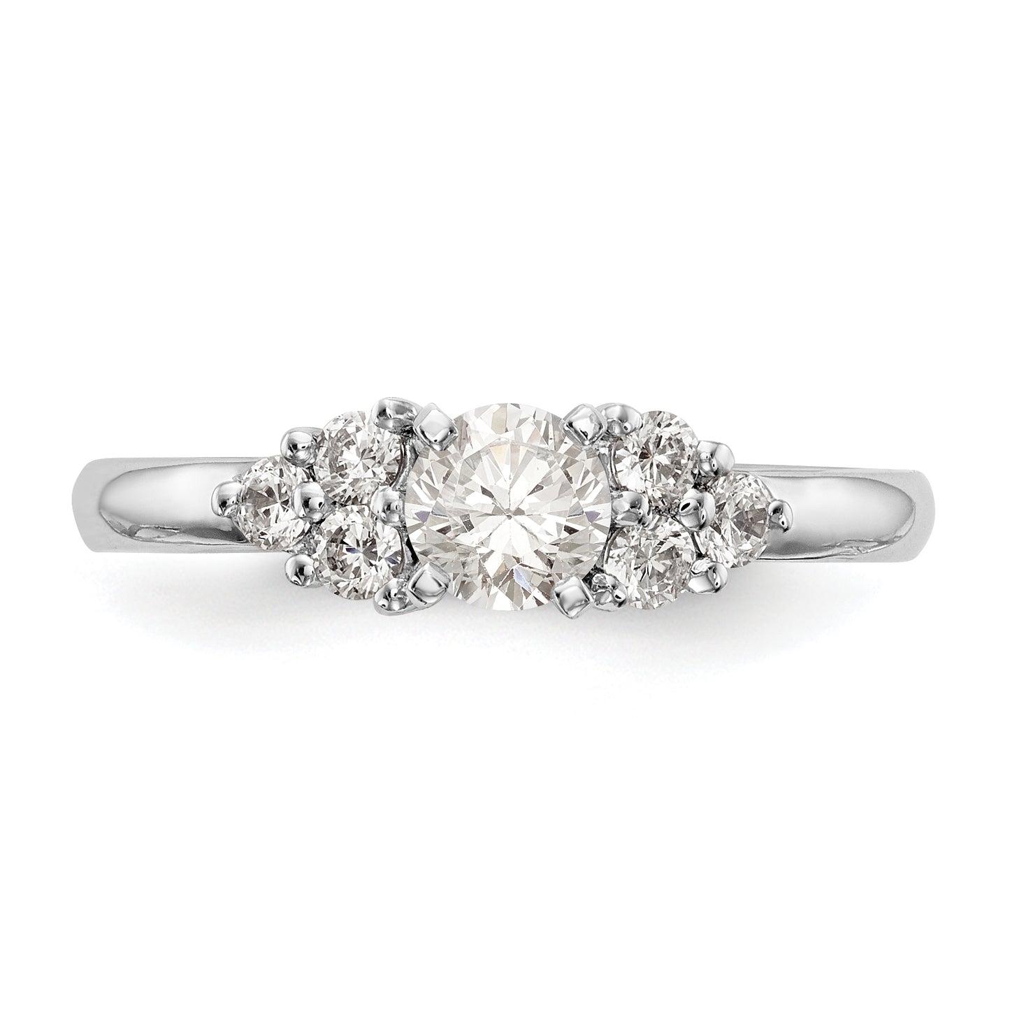 14K White Gold Diamond Peg Set CZ Engagement Ring