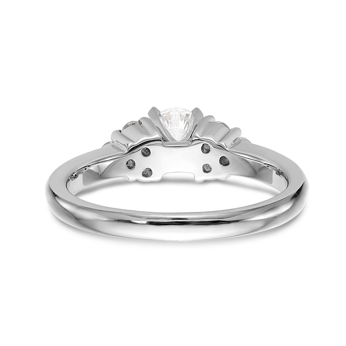 14K White Gold Diamond Peg Set CZ Engagement Ring