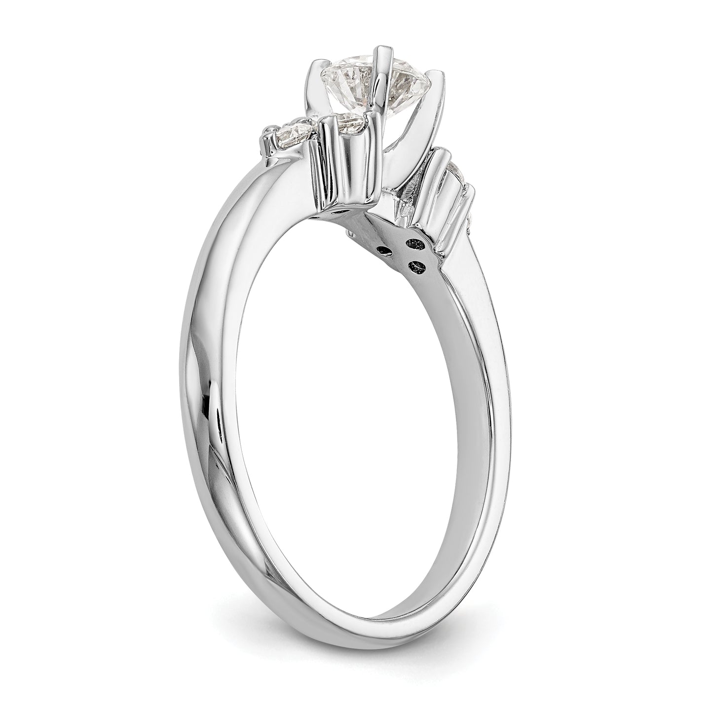 14K White Gold Diamond Peg Set CZ Engagement Ring