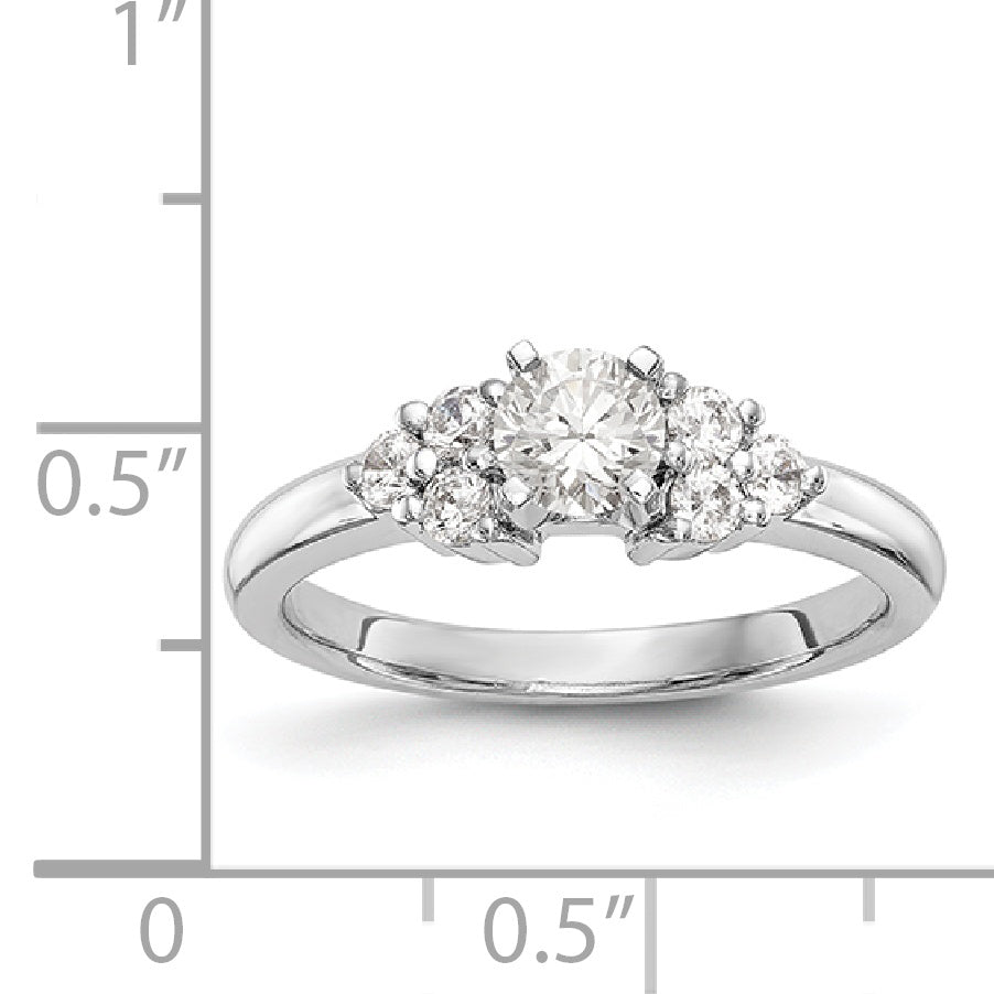 14K White Gold Diamond Peg Set CZ Engagement Ring