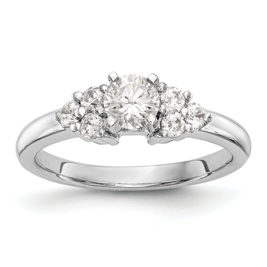 14K White Gold Diamond Peg Set CZ Engagement Ring