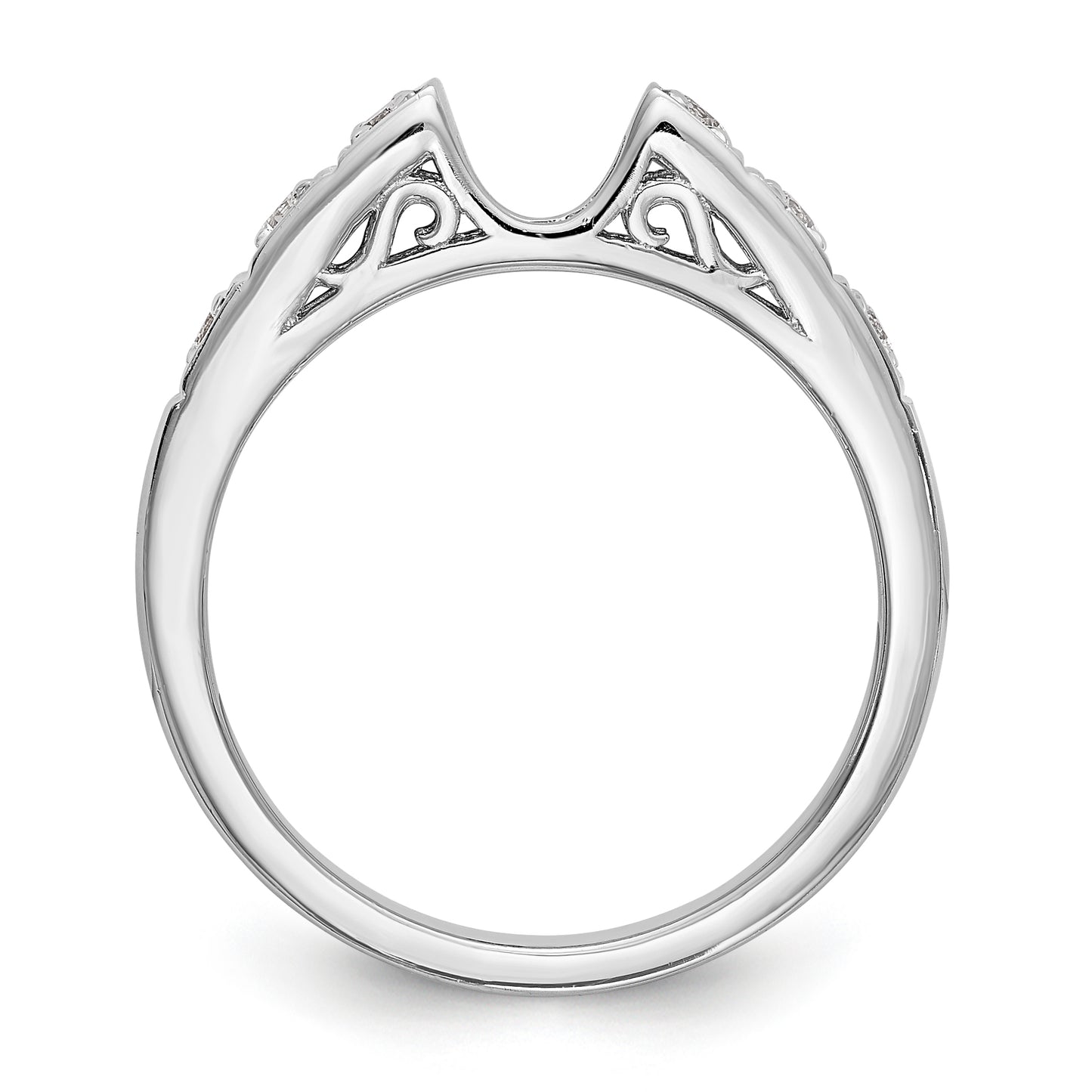 14K White Gold Diamond Peg Set Engagement Ring