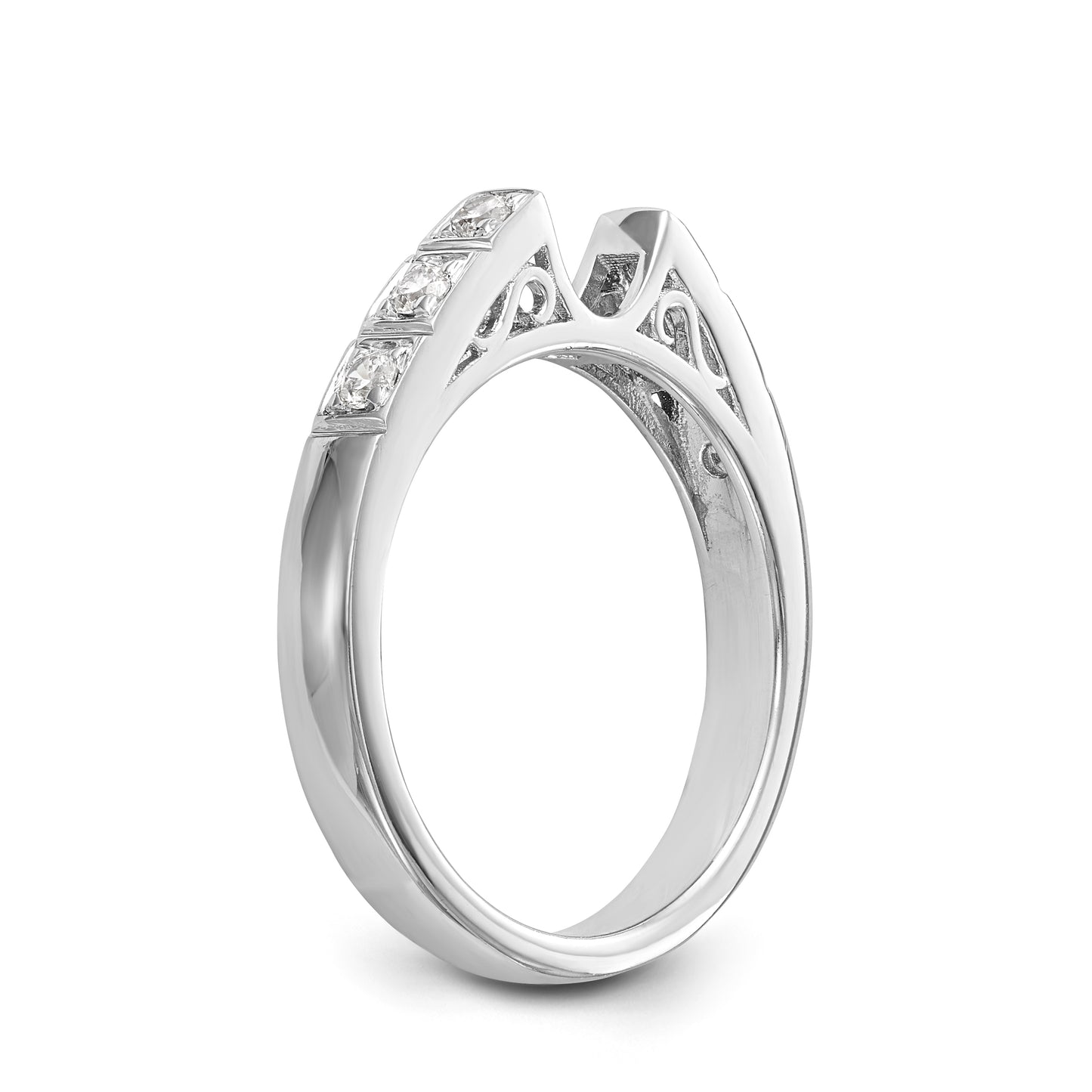 14K White Gold Diamond Peg Set Engagement Ring