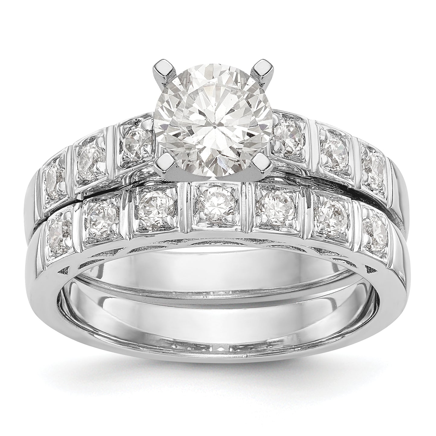 14K White Gold Diamond Peg Set Engagement Ring