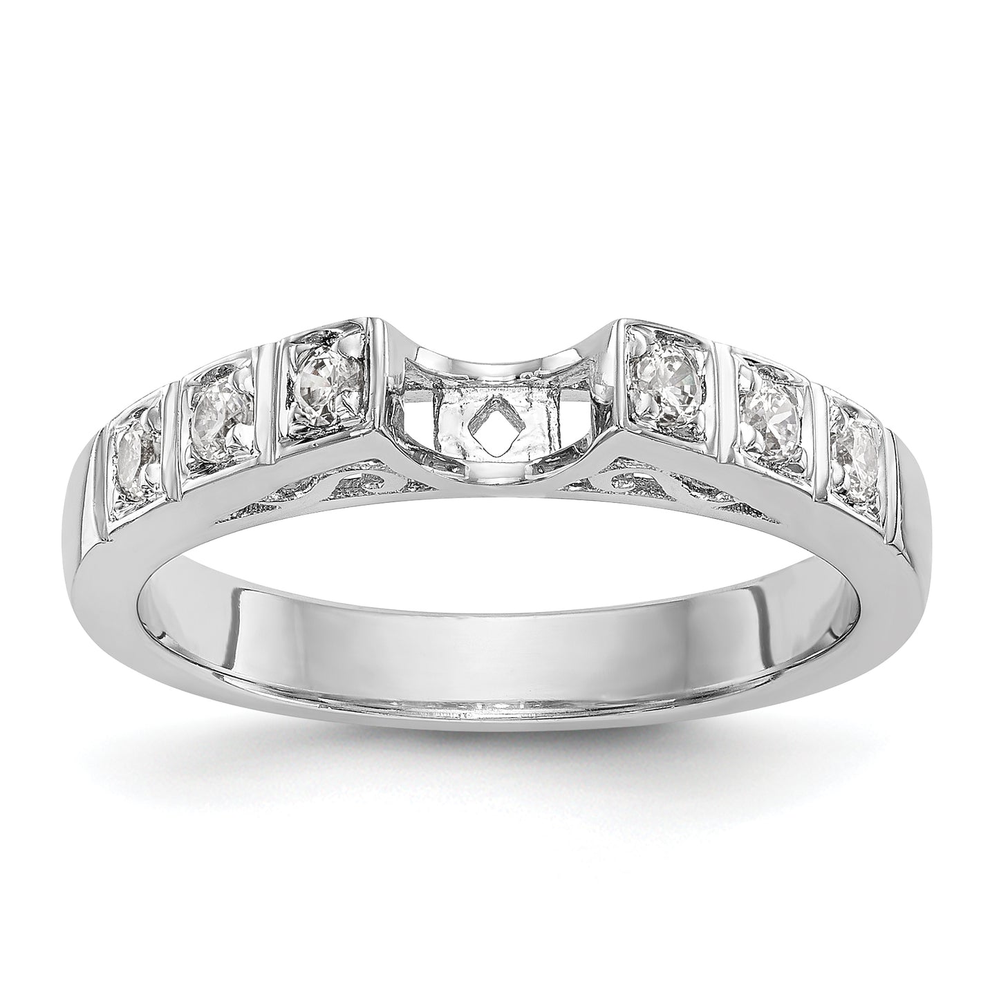 14K White Gold Diamond Peg Set Engagement Ring