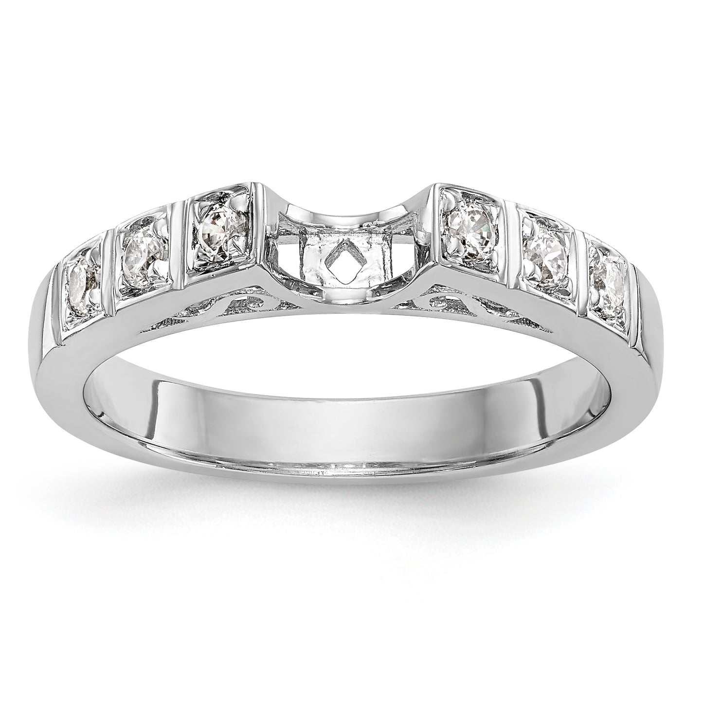 14K White Gold Diamond Peg Set Engagement Ring