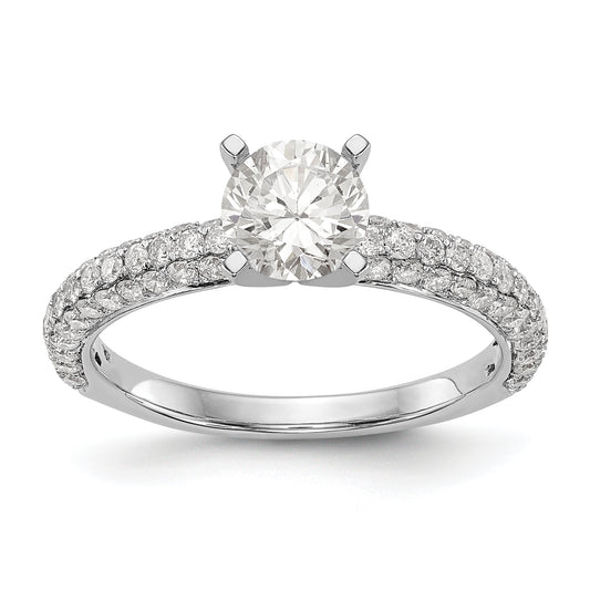 14K White Gold Diamond Peg Set CZ Engagement Ring