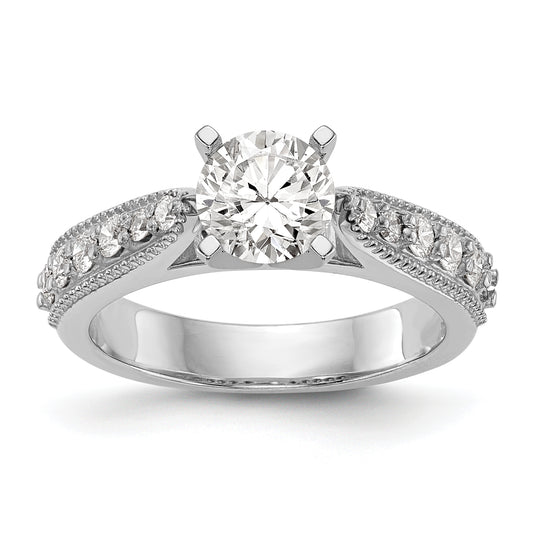 14K White Gold Diamond Peg Set Engagement Ring