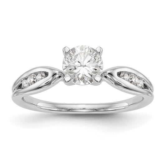 14K White Gold Diamond Peg Set Engagement Ring