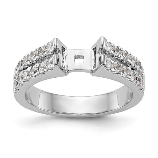 14K White Gold Diamond Peg Set Engagement Ring