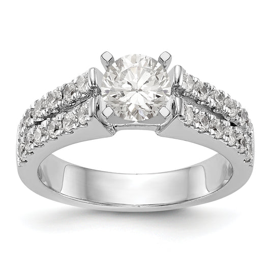 14K White Gold Diamond Peg Set Engagement Ring