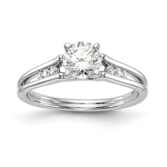 14K White Gold Diamond Peg Set CZ Engagement Ring