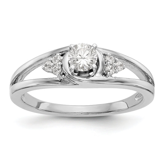 14K White Gold Simulated Diamond Engagement Ring