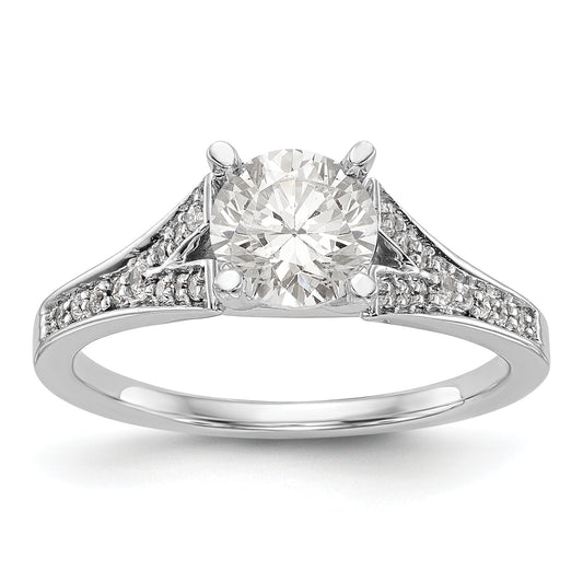 14K White Gold Diamond Peg Set Engagement Ring