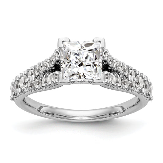 14K White Gold Diamond Peg Set CZ Engagement Ring