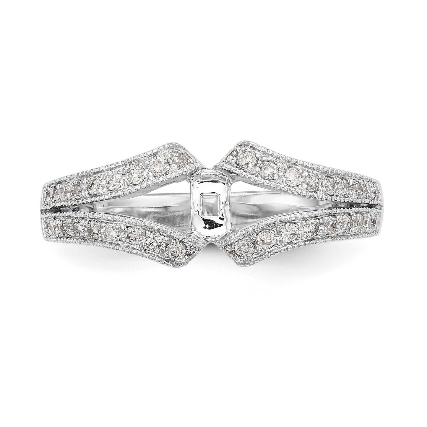 14K White Gold Diamond Peg Set Engagement Ring