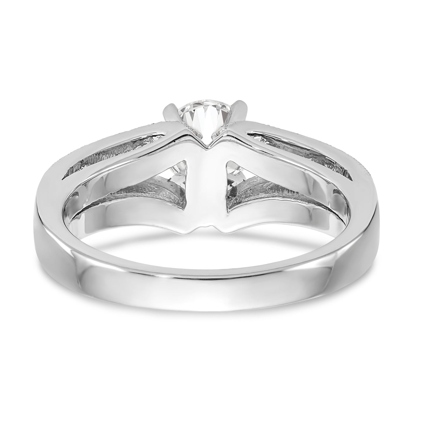 14K White Gold Diamond Peg Set Engagement Ring