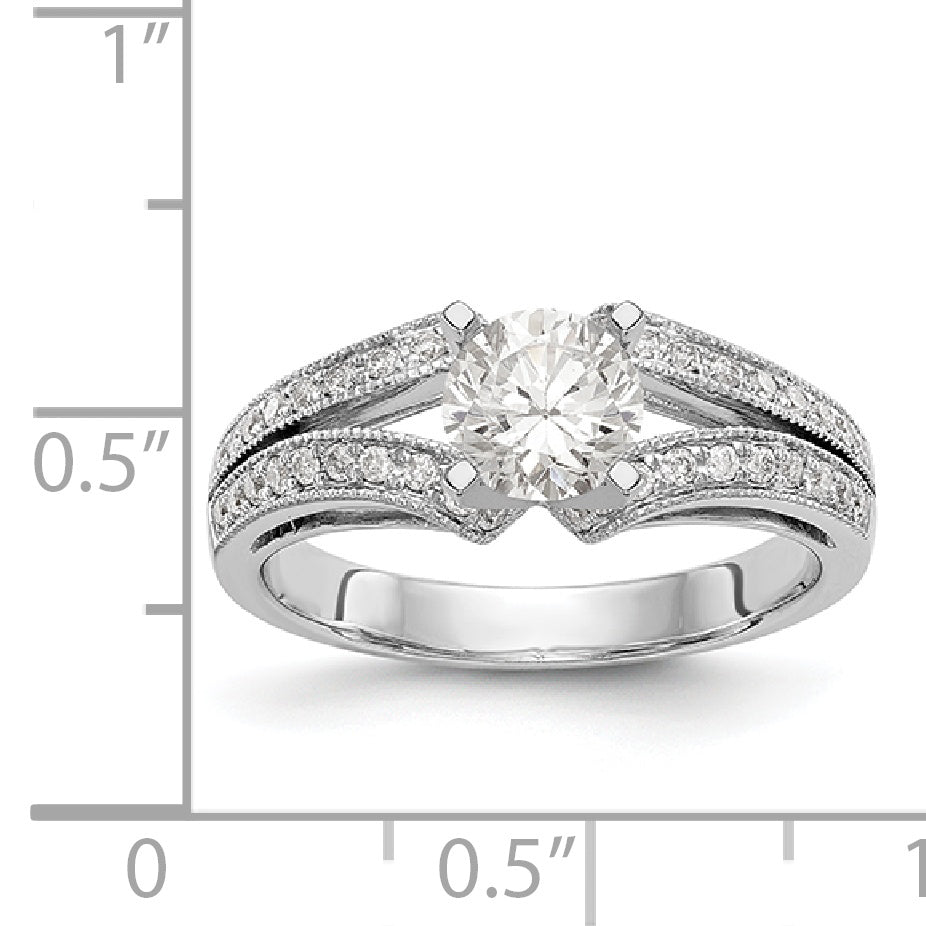 14K White Gold Diamond Peg Set Engagement Ring