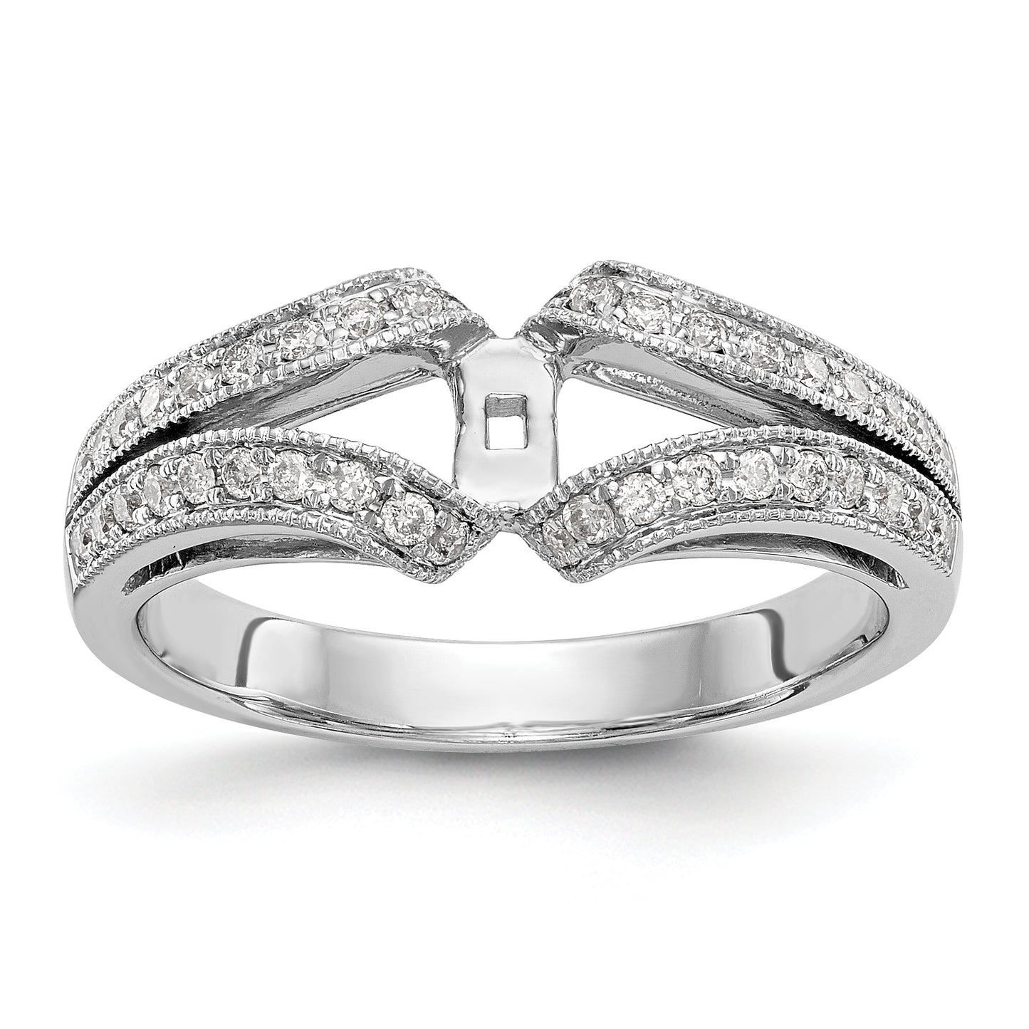 14K White Gold Diamond Peg Set Engagement Ring