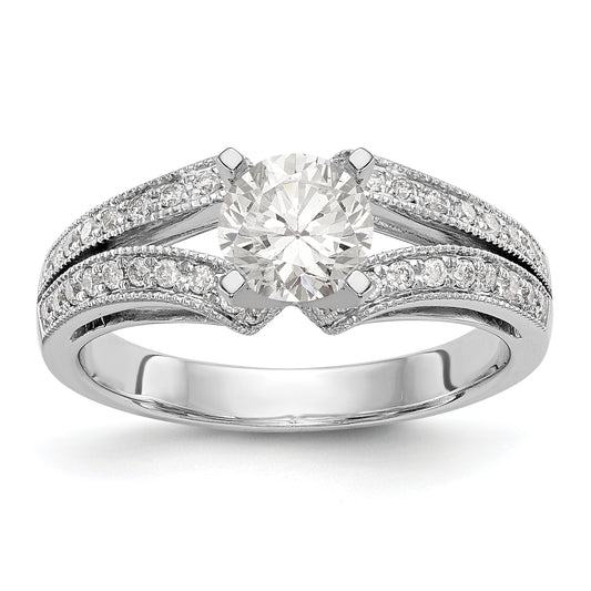 14K White Gold Diamond Peg Set Engagement Ring