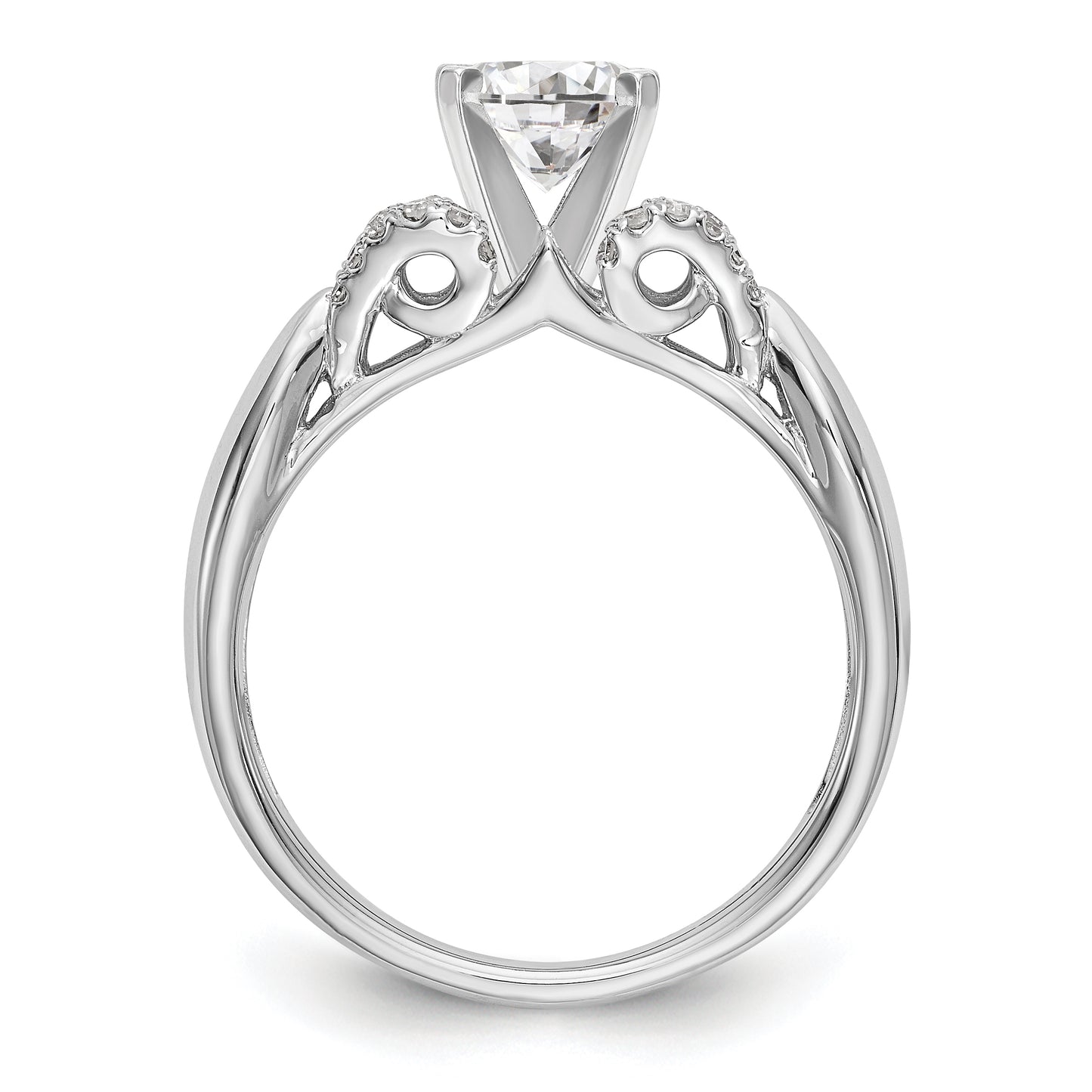 14K White Gold Diamond Peg Set Engagement Ring