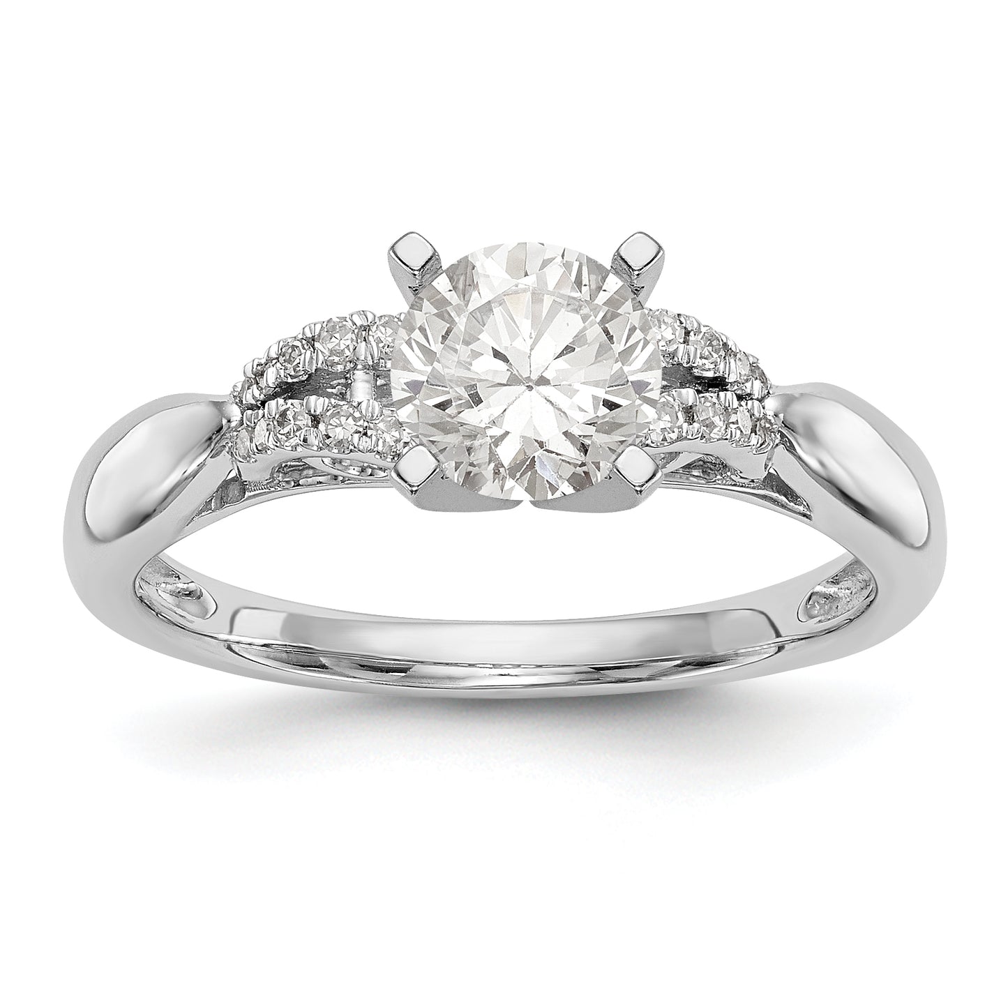 14K White Gold Diamond Peg Set Engagement Ring